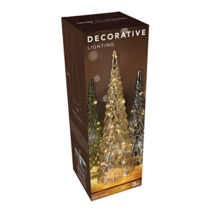 Árbol de navidad con decoración led ámbar y cable metálico - altura 38 cm