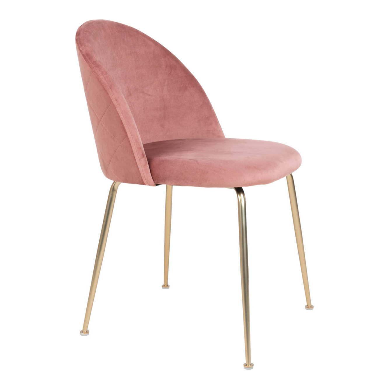 Set 2 sedie da pranzo Geneve in velluto rosa con gambe effetto ottone