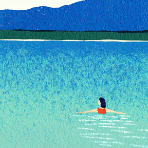 Papier peint panoramique nage au lac Intissé