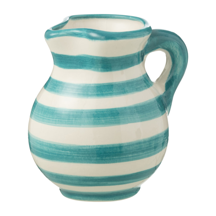 J-Line cruche Granada Stripes - céramique - blanc/aqua - small
