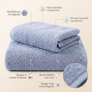INTRECCI HOME Set Bagno Asciugamani Viso e Ospite, in Puro Cotone 500 g, Morbidezza Extra, Assorbenza Superiore