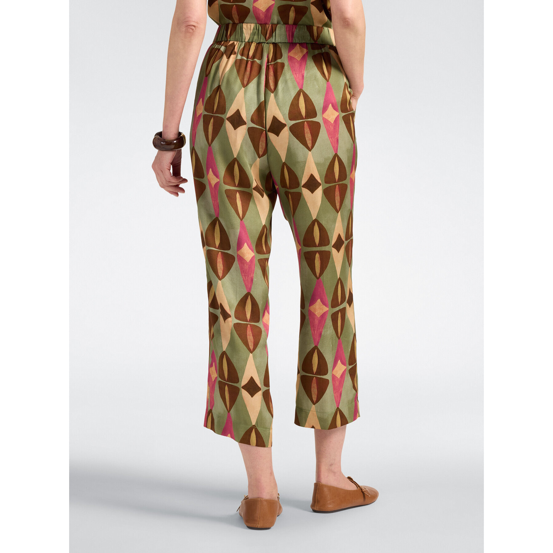Elena Mirò - Pantaloni in viscosa stampata - Marrone