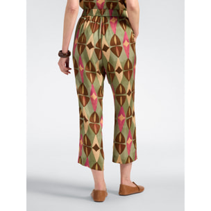 Elena Mirò - Pantaloni in viscosa stampata - Marrone