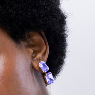 Pendientes de Cristal Morado acabados en oro amarillo de 18k