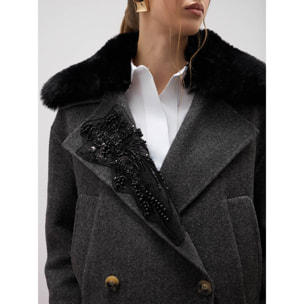 Oltre - Cappotto corto con patch gioiello - Grigio