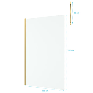 Paroi de Douche 120x200cm Verre 8mm - Profilé + Barre Plafond Finition Or Brossé - FREEDOM 2 GOLD