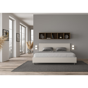 Lit king size sans sommier rembourré 180x210 similicuir blanc Adele