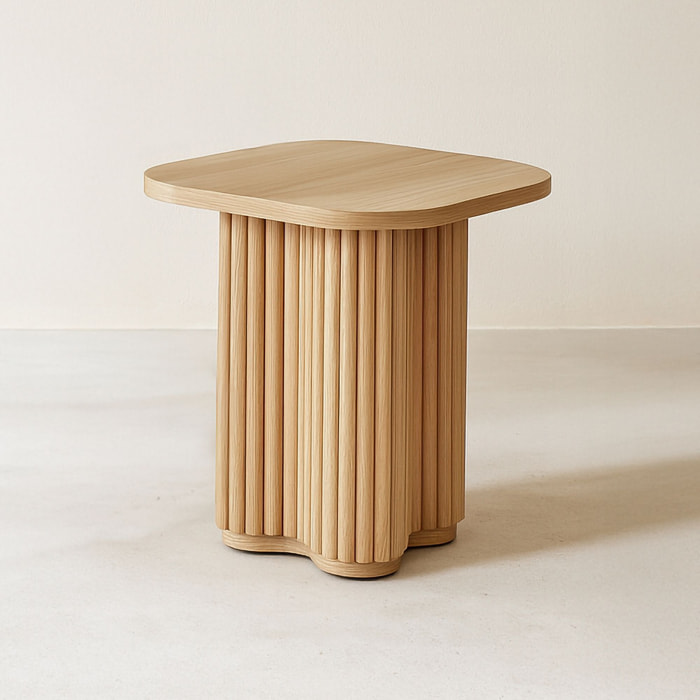 Table d'appoint carré avec pied de forme organique 40cm ALBA