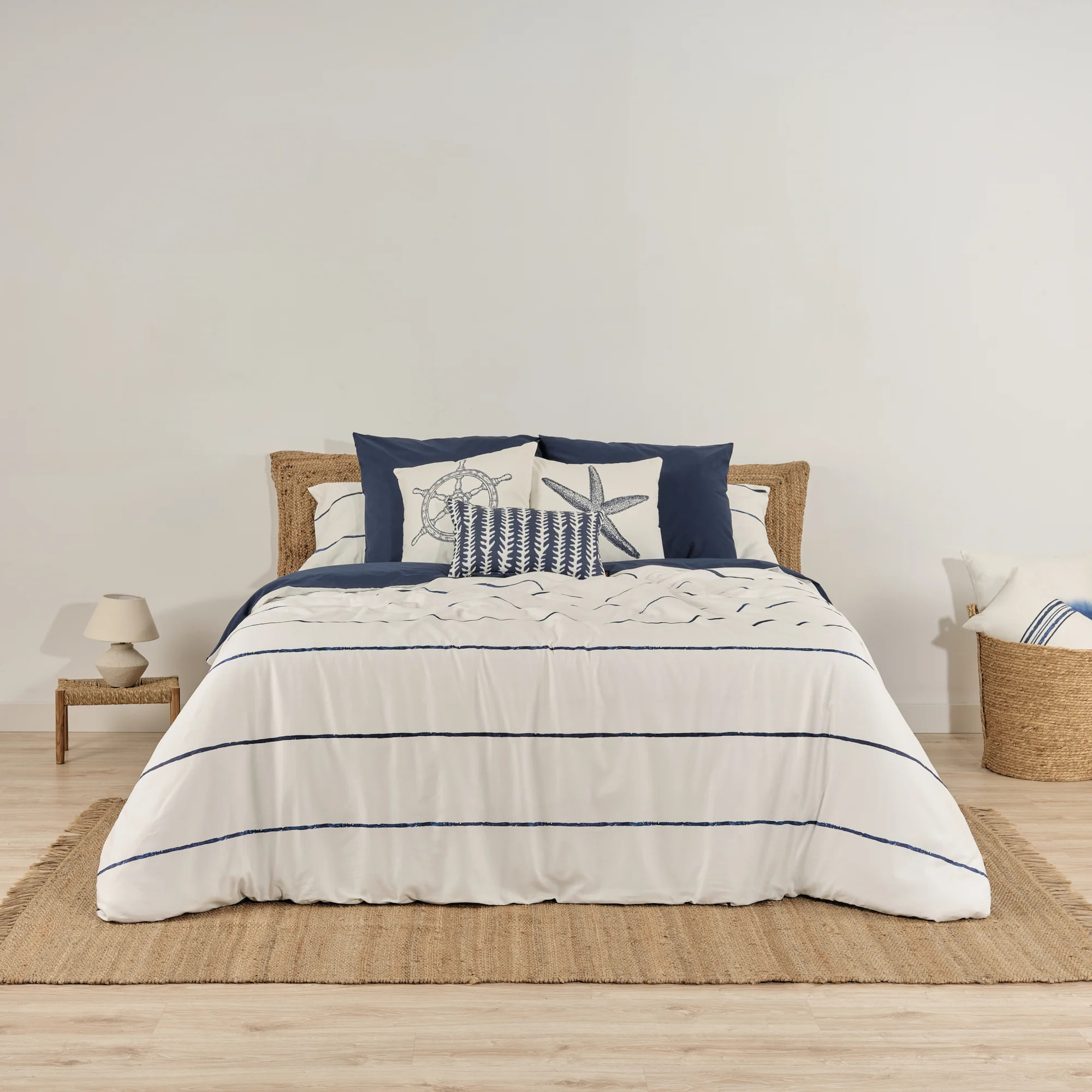 Housse de couette réversible en popeline 80 fils Marino-Ibiza