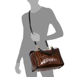 Catena Bolso tote Mujer.Piel auténtica Gamuza Grabado Cocodrilo Grande