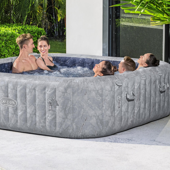 Bestway Spa gonflable carré Lay-Z-Spa San Francisco HydroJet Pro avec WiFi 5-7 personnes