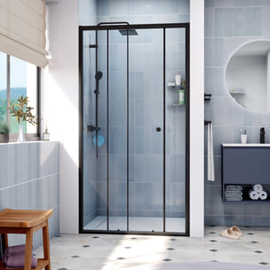 SAT PROJECT  Porte de douche 100x185cm coulissante avec profilé noir mat (SATPROMUD100CT)