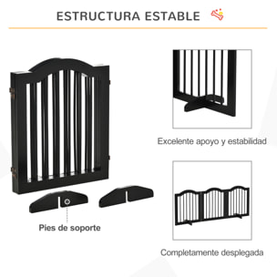 Barrera de Seguridad Plegable para Perros Pequeños Rejilla de Protección de 3 Paneles con Patas para Mascotas para Escaleras Pasillos 154,5x29,5x61 cm Negro