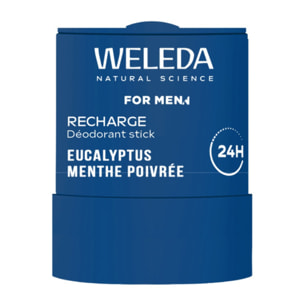 WELEDA - Recharge Déodorant Stick For Men 50g - Formule 100% d'origine naturelle et sans alcool - Efficacité prouvée 24H