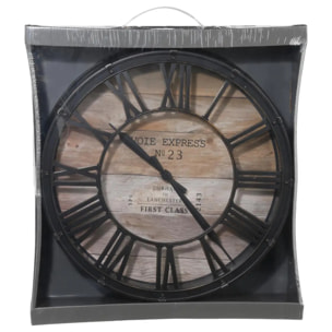 Horloge "Vintage" - noir & bois D39 cm