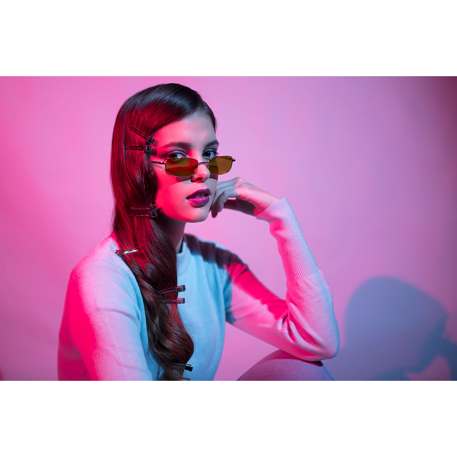 Gafas de sol OCEAN TRACY - Estructura de metal plateado con color azul claro transparente