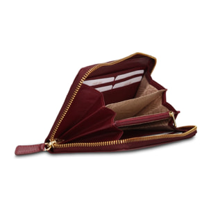 Portafoglio donna in vera pelle - Modello Eridana Plus - Con zip - 19.0 x 9.5 x 2.0 cm