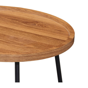 Set 2 tavolini rovere naturale con top in MDF e gambe nere in metallo - Zach