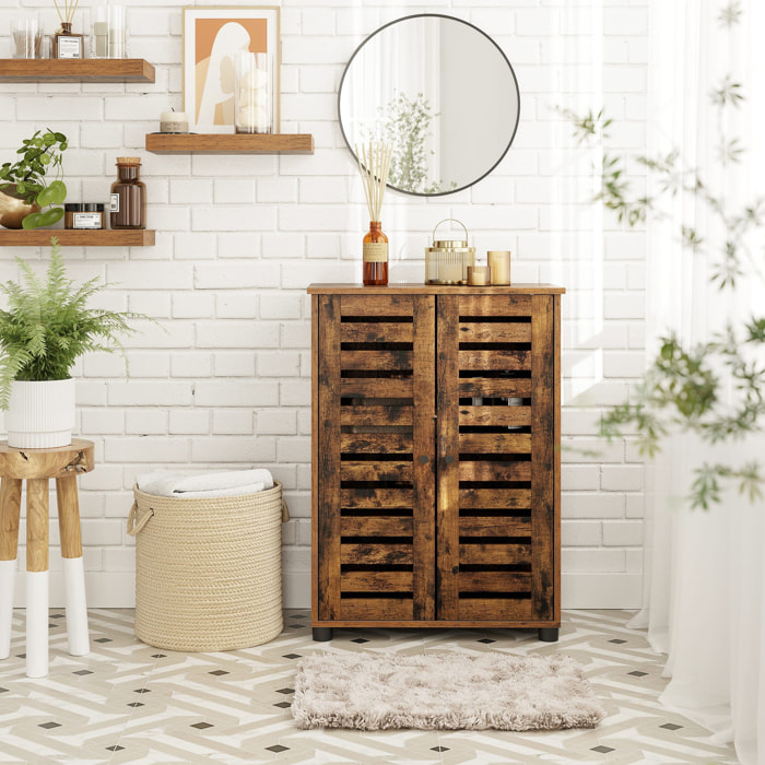 Mobiletto da bagno vintage Oskar in legno marrone rustico