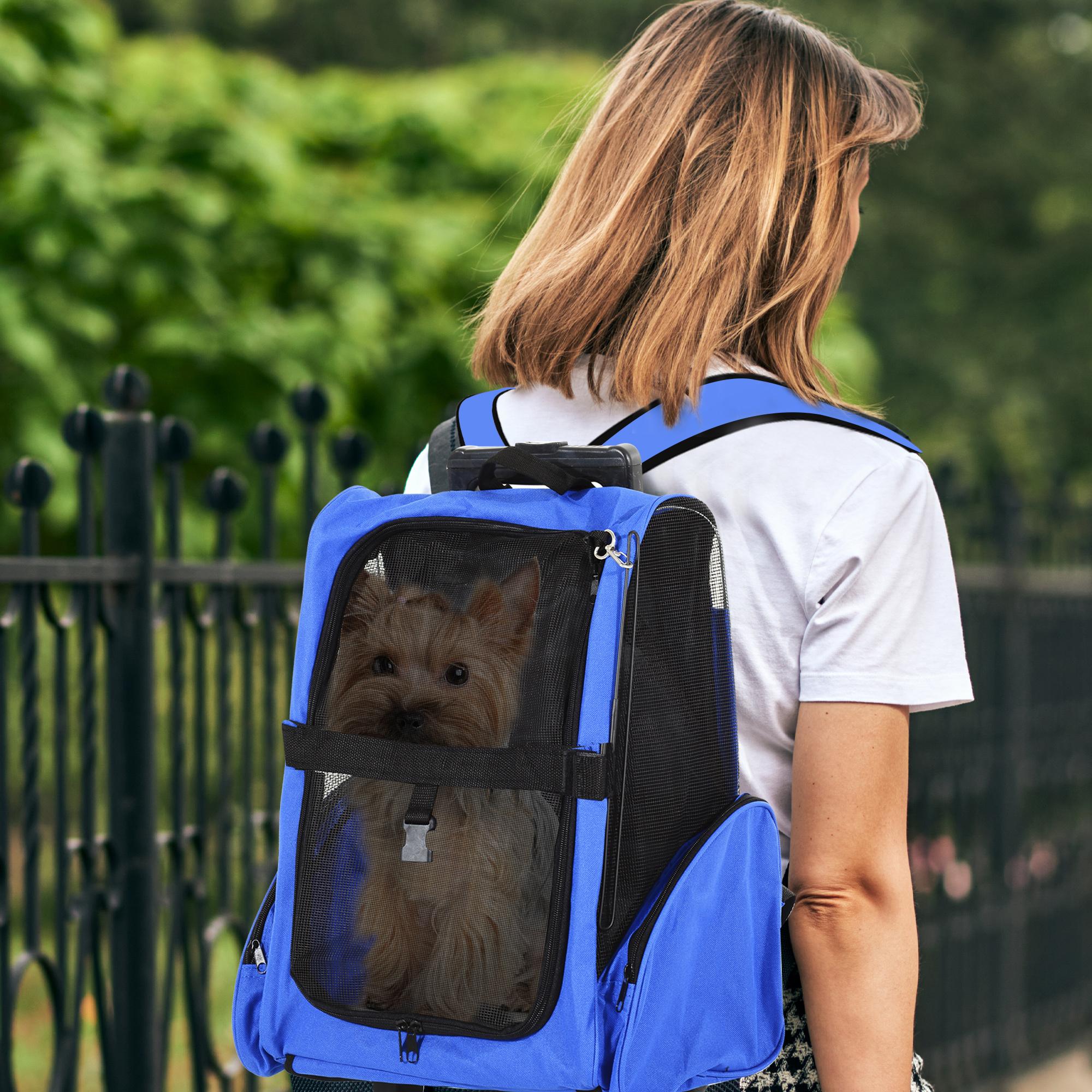 Transportin Carrito para Mascotas de Oxford 36x30x49cm Azul