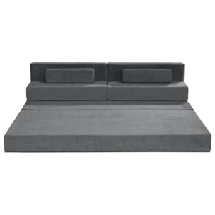 Astral - Canapé 3 places convertible en velours texturé - Gris