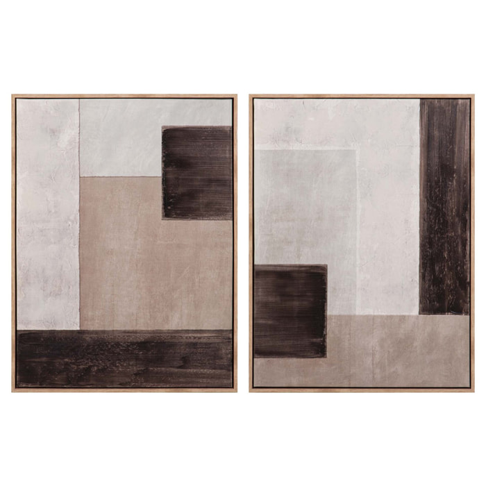 Set 2 Cuadros 50% Pintado A Mano 63x4x83 Cm