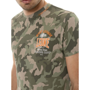 T-shirt da uomo a manica corta in cotone camouflage Leone Military 1947