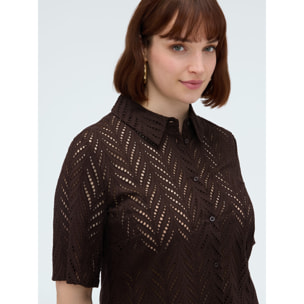 Fiorella Rubino - Camicia in cotone sangallo - Marrone