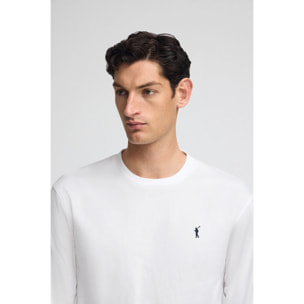 Camiseta blanca de manga larga y logo bordado Rigby Go