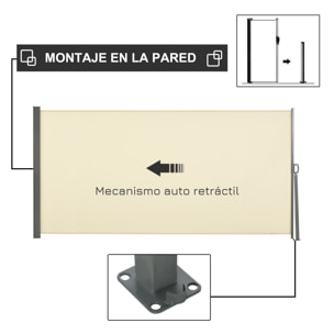 Toldo Lateral Retráctil 300x160 cm Pantalla Enrollable Mampara de Privacidad y Protección Solar para Jardín Balcón Terraza Crema