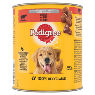 PEDIGREE 8 Boîtes en terrine au boeuf et aux carottes pâtée pour chien 800g