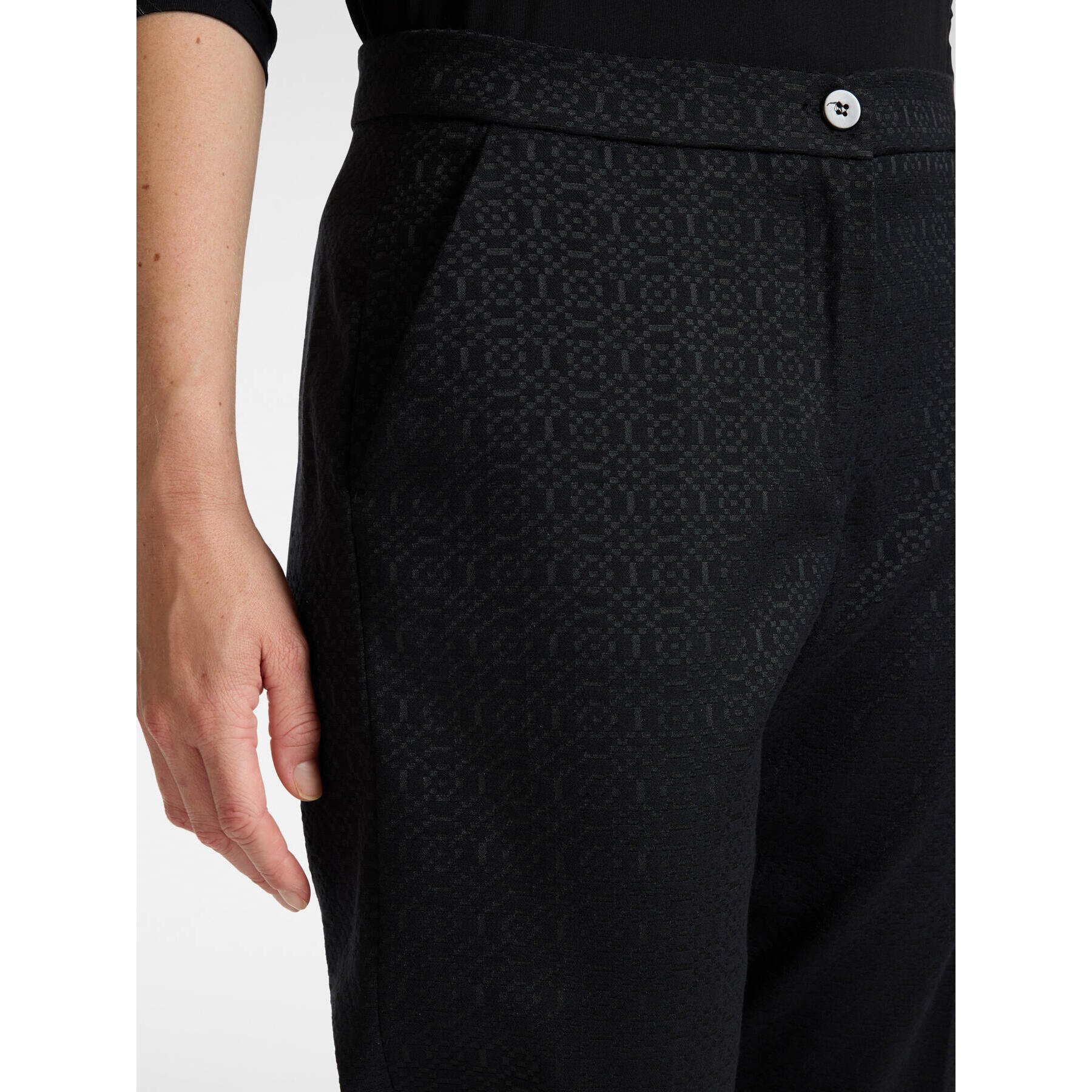 Elena Mirò - Pantaloni in tessuto jacquard - Nero