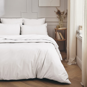 Parure de lit Housse de couette + Taies carrées en percale de coton, PREMIÈRE, Blanc