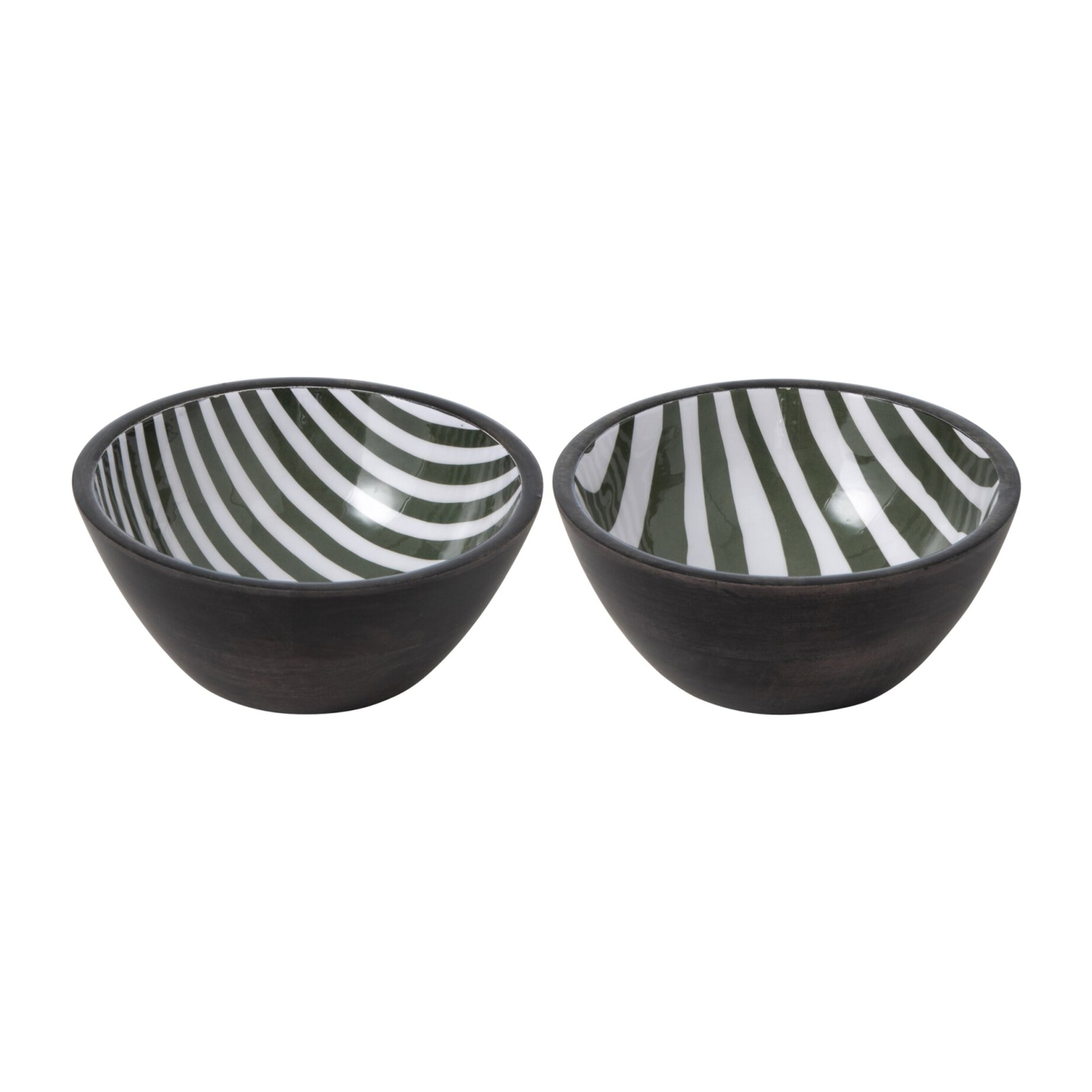 J-Line bols - bois de manguier - vert olive/marron foncé - small - assortiment de 2