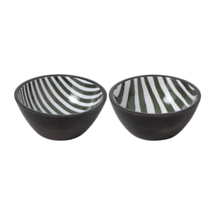 J-Line bols - bois de manguier - vert olive/marron foncé - small - assortiment de 2