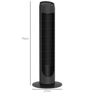 Ventilador de Torre 45W Ventilador Vertical Silencioso con 3 Velocidades Oscilación 70° para Salón Dormitorio Oficina Ø27x75 cm Negro