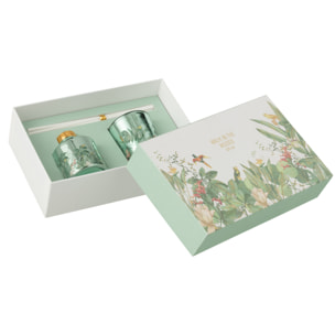 J-Line bougie parfumée + bâtonnets parfumés Walk In The Woods - vert - set cadeau