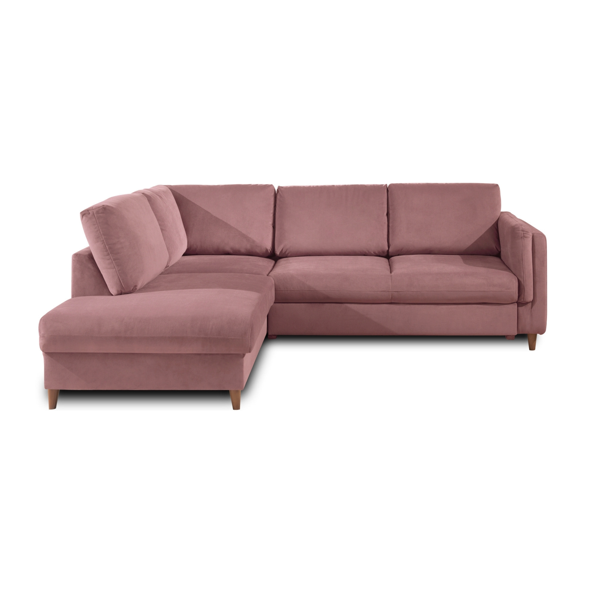 Brooke - canapé d'angle gauche - convertible - 5 places - en velours - Rose