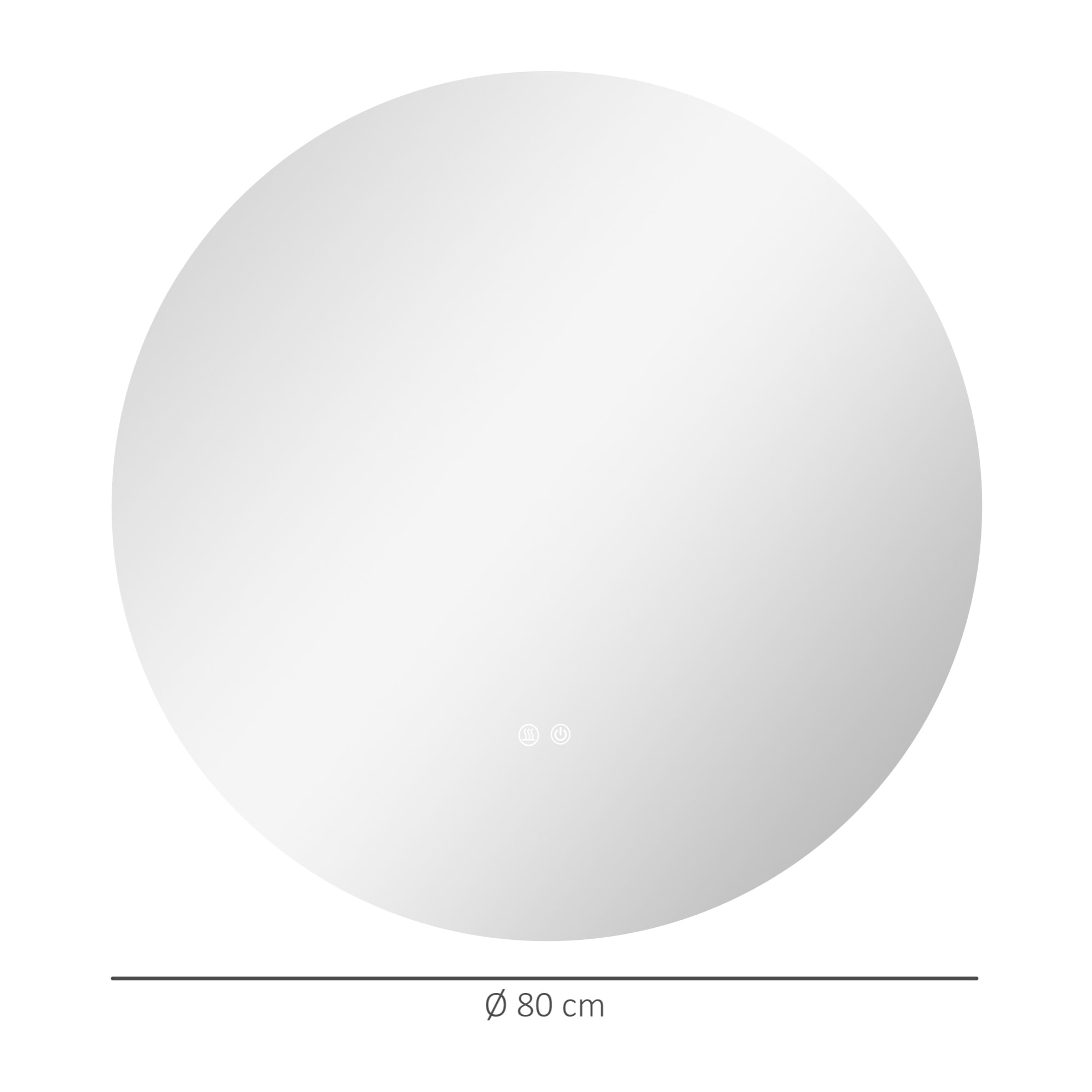 Miroir rond lumineux LED réglable de salle de bain dia. 80 cm interrupteur tactile fonction antibuée gris