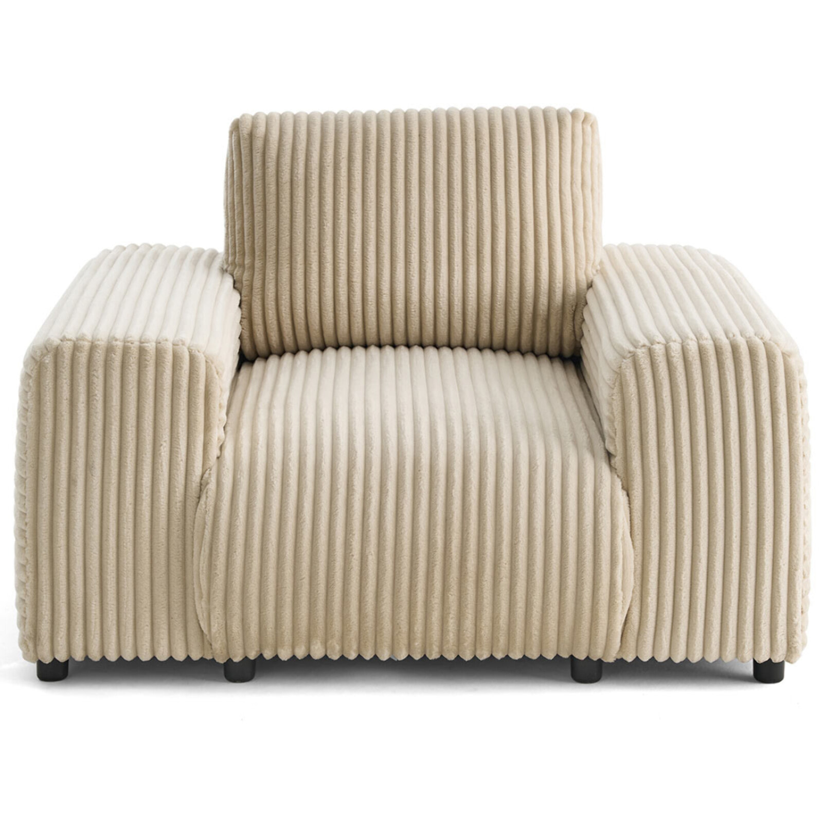 Garance - fauteuil en velours côtelé grosses côtes - Beige