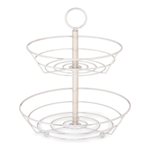 Porta frutta per cucina con doppia altezza in metallo cromato.