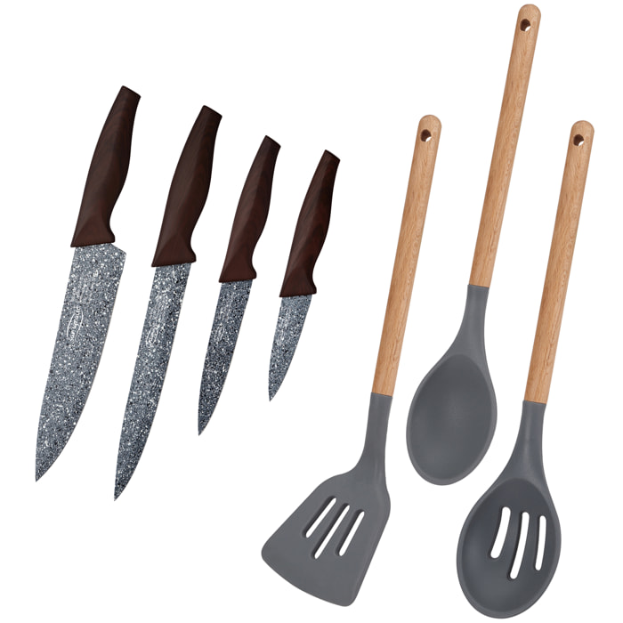 Juego de 4 cuchillos de cocina y set 3 utensilios colección Daimiel San Ignacio