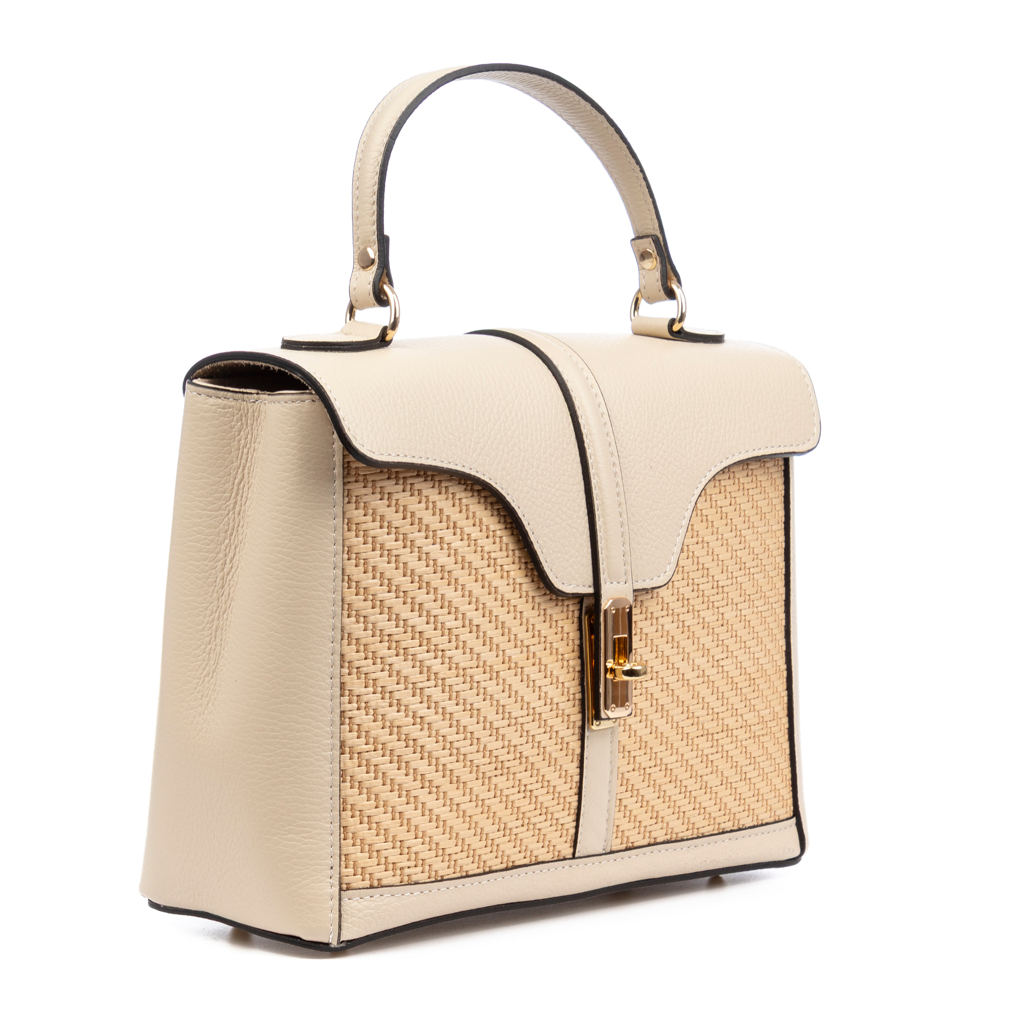 Basciano Borsa a mano Donna. Realizzata in vera pelle Dollaro e paglia.