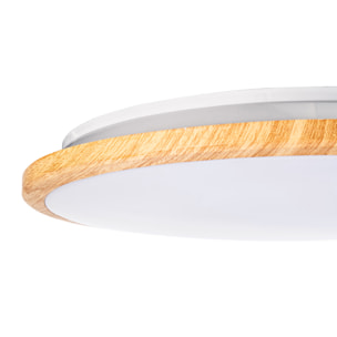 FORLIGHT Plafón Willy LED 19W Blanco Neutro 4000K On-Off Imitación Madera, Blanco Opal Iluminación LED con Toque Natural