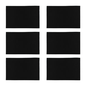 Lot de 6 sets de table en plastique effet cuir tressé noir 43x30cm ICA
