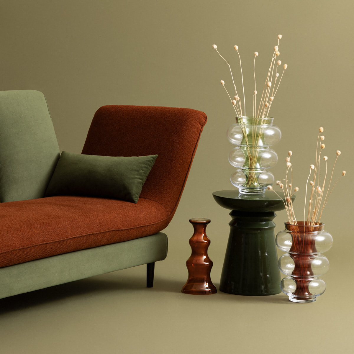 Vase « Double » Atmosphera x matali crasset H36cm en verre vert