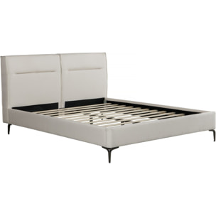 Lit double en tissu design "Moritz" - 180 x 200 cm - Beige