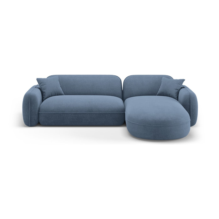 Canapé d'angle droit modulable "Lucien" 4 places en velours blue jeans