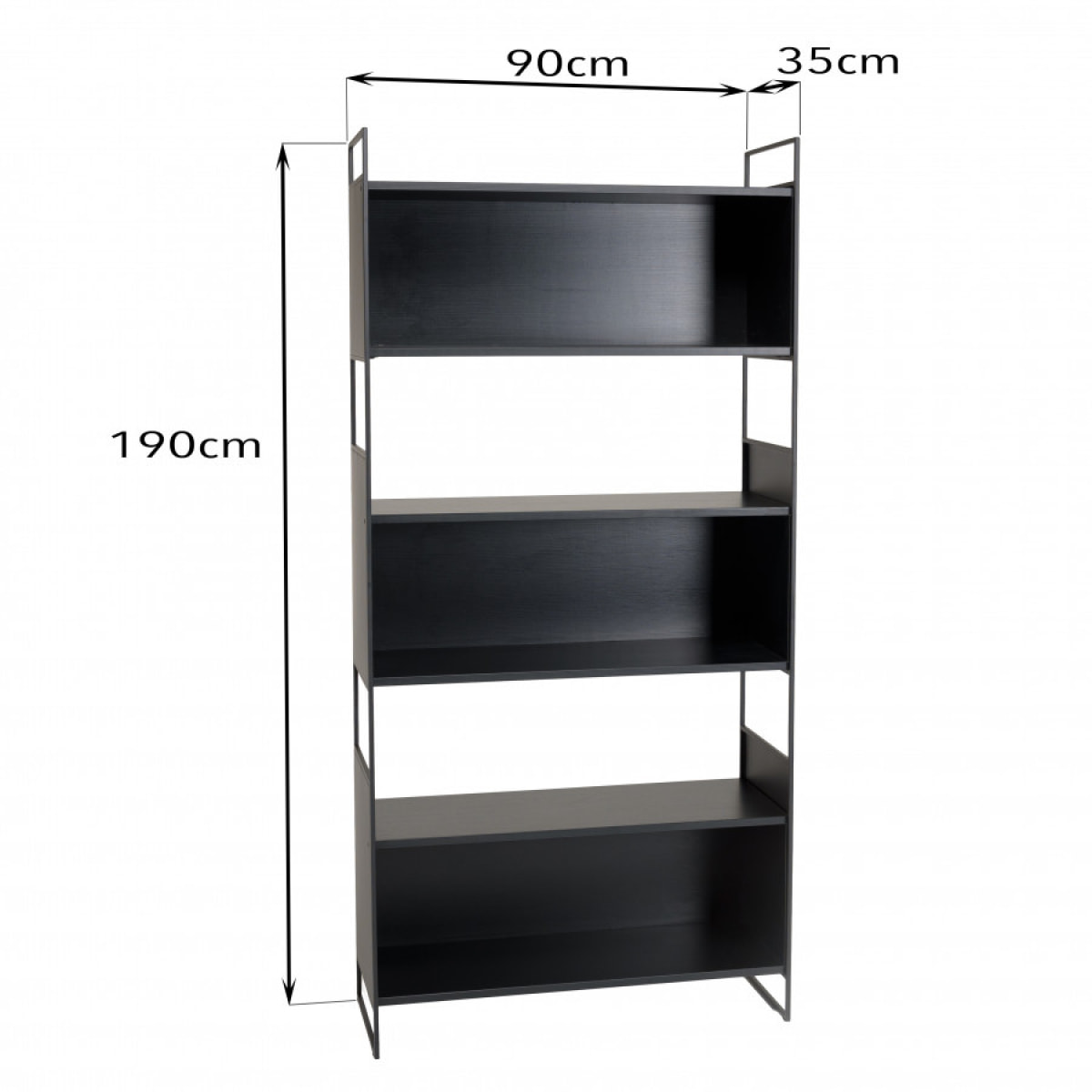 DALY - Étagère 5 niches 5 niveaux noire piètement métal