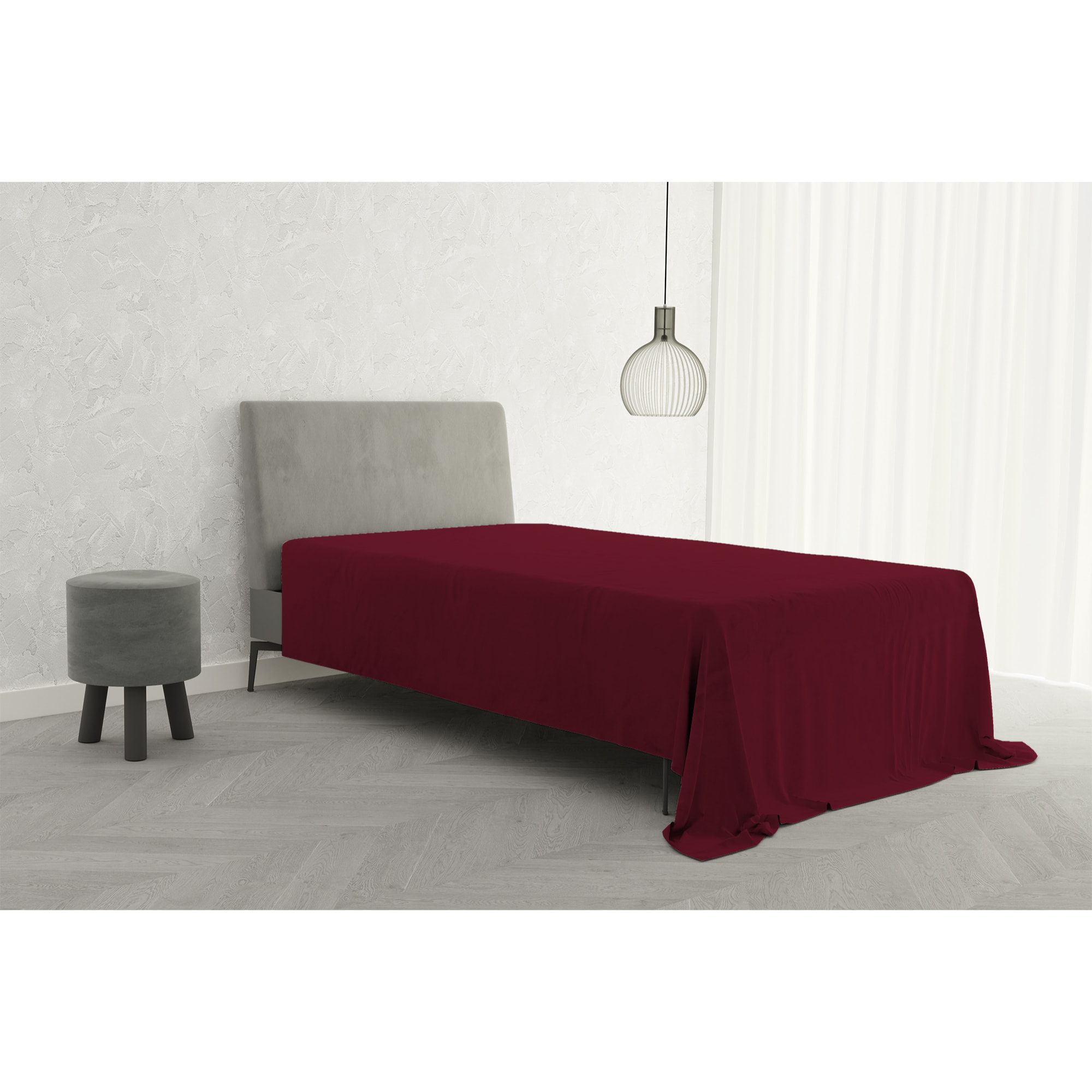 LENZUOLO SOPRA MAX COLOR MADE IN ITALY COTONE-BORDEAUX SINGOLO